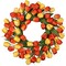 24” Tulip Spring Wreath for Front Door – Orange Silk Flowers with Green Leaves, All-Season Farmhouse Wreath for Porch, Wall, Living Room, Wedding & Home Decor
